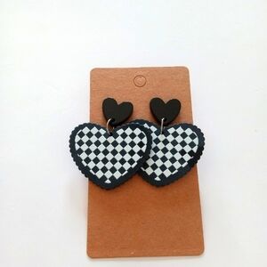 Black and White Heart Earrings